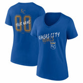 Kansas City Royals Women's Hustle Personalized Name & Number V-Neck T-Shirt - Royal T-shirts