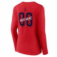 Los Angeles Angels Women's Hustle Personalized Name & Number Long Sleeve V-Neck T-Shirt - Red T-shirts