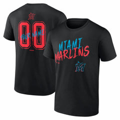Miami Marlins Hustle Personalized Name & Number T-Shirt - Black T-shirts
