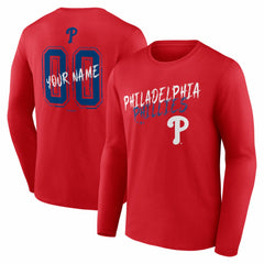 Philadelphia Phillies Hustle Personalized Name & Number Long Sleeve T-Shirt - Red T-shirts