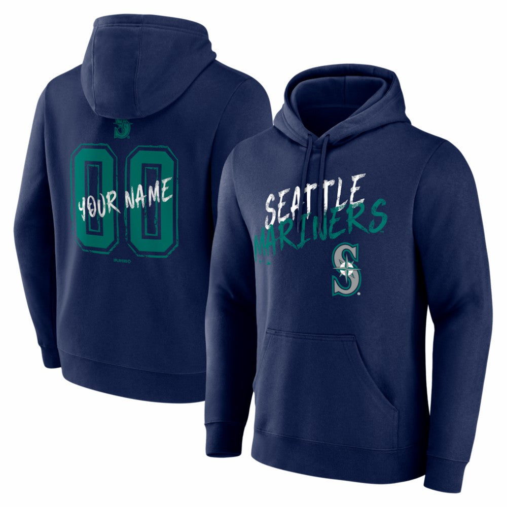 Seattle Mariners Hustle Personalized Name & Number Hoodie - Navy Hoodies