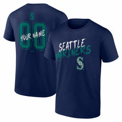 Seattle Mariners Hustle Personalized Name & Number T-Shirt - Navy T-shirts