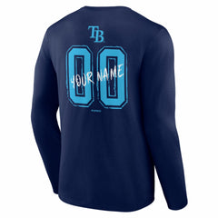 Tampa Bay Rays Hustle Personalized Name & Number Long Sleeve T-Shirt - Navy T-shirts