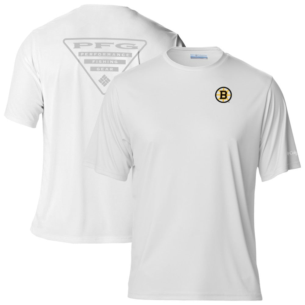 Boston Bruins Columbia PFG Terminal Tackle Omni-Shade T-Shirt - White | US 203863730