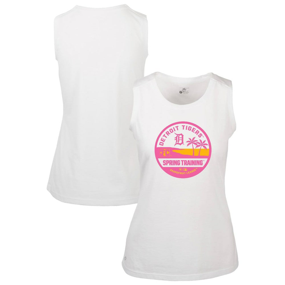 Detroit Tigers Levelwear Women's Macy Spring Training Badge Bold Tank Top - White Tanks