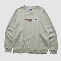 Denver Broncos Majestic 2000s Pullover Sweatshirt - Heather Gray Pullover