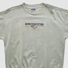 Denver Broncos Majestic 2000s Pullover Sweatshirt - Heather Gray Pullover