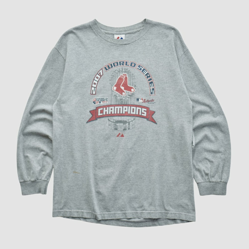 World Series Champions Majestic 2007 Long Sleeve T-shirt - Heather Gray - Vintage T-shirts