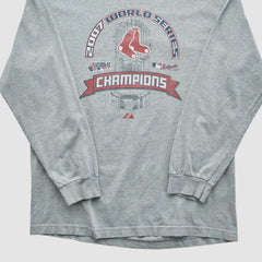 World Series Champions Majestic 2007 Long Sleeve T-shirt - Heather Gray - Vintage T-shirts