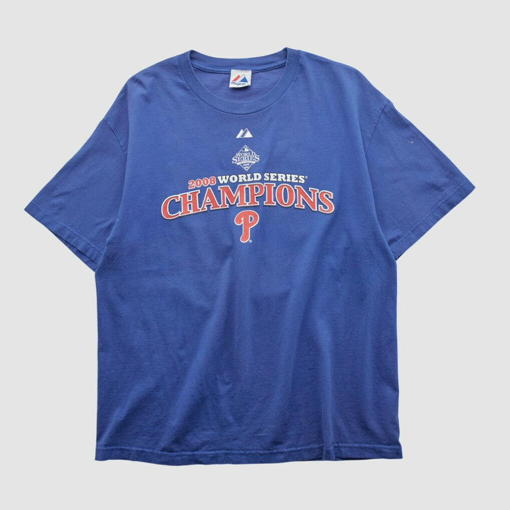 World Series Champions Majestic 2008 T-shirt - Blue - Vintage T-shirts