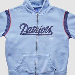 New England Patriots Reebok 2000s Hooded Full Zip Sweatshirt - Light Blue Sweatshirts