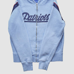 New England Patriots Reebok 2000s Hooded Full Zip Sweatshirt - Light Blue Sweatshirts