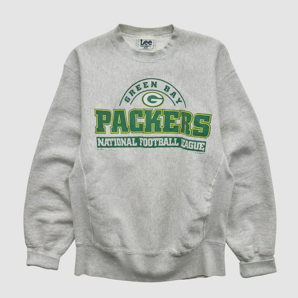 Green Bay Packers Lee Sport 90s Pullover Sweatshirt - Heather Gray Pullover