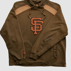 San Francisco Giants Majestic 2000s Hooded Pullover Sweatshirt - Brown - Vintage Pullover
