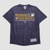 Milwaukee Brewers Majestic 2008 T-shirt - Navy - Vintage T-shirts