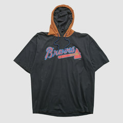 Atlanta Braves Salem Sportswear 1994 Hooded T-shirt - Black - XVintage T-shirts