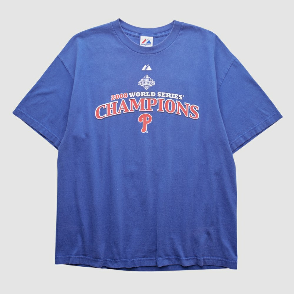 World Series Champions Majestic 2008 T-shirt - Blue - Vintage T-shirts