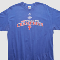 World Series Champions Majestic 2008 T-shirt - Blue - Vintage T-shirts