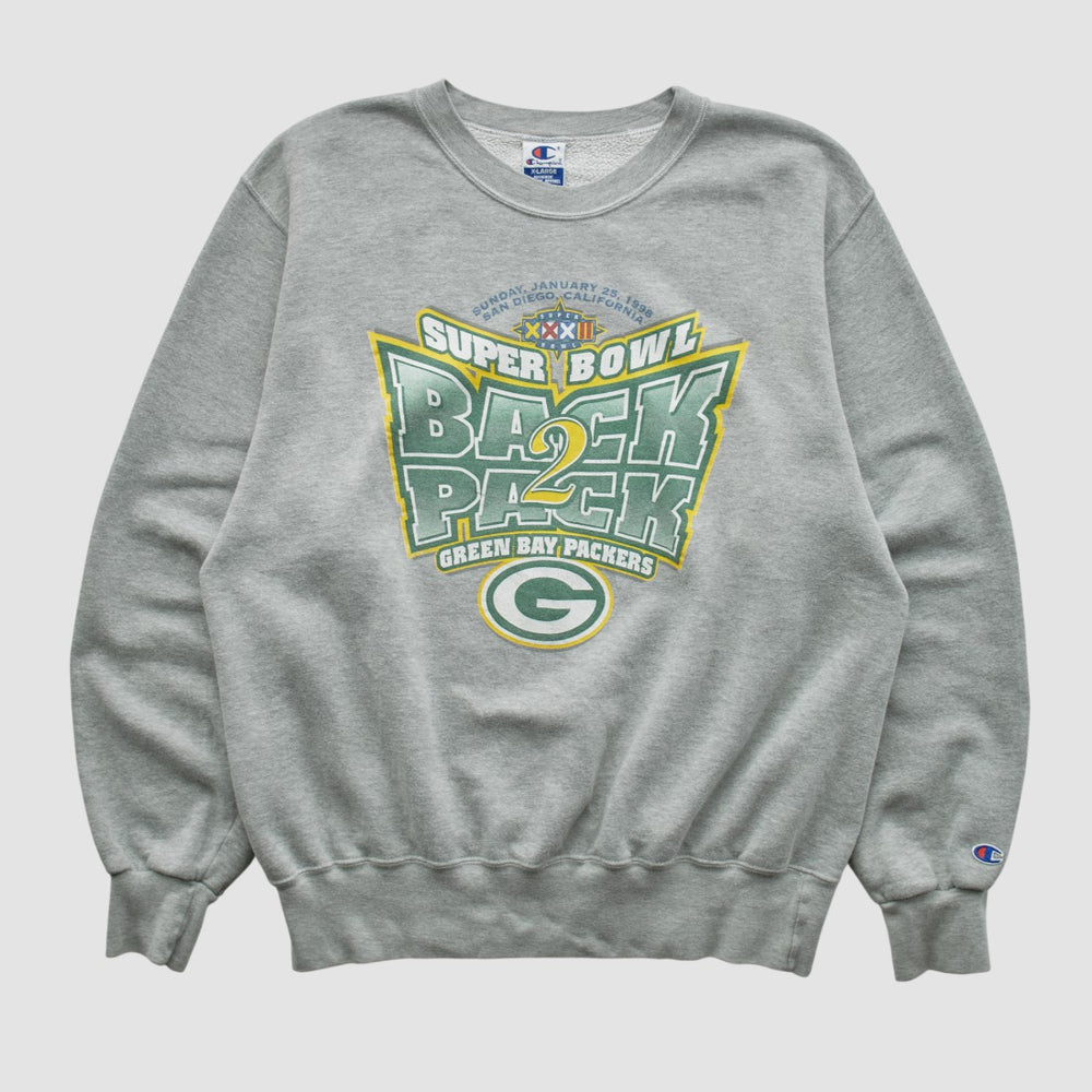 Green Bay Packers Champion 1998 Pullover Sweatshirt - Heather Gray Pullover