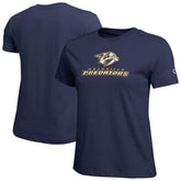 Nashville Predators Champion Women's Wordmark Lockup T-Shirt - Navy | US 203898235