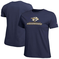 Nashville Predators Champion Women's Wordmark Lockup T-Shirt - Navy | US 203898235