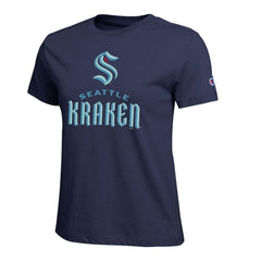 Seattle Kraken Champion Women's Wordmark Lockup T-Shirt - Navy | US 203898243