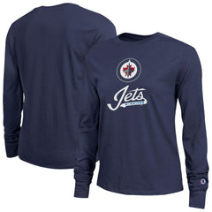 Winnipeg Jets Champion Women's Wordmark Lockup Long Sleeve T-Shirt - Navy | US 203898293