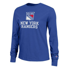 New York Rangers Champion Women's Wordmark Lockup Long Sleeve T-Shirt - Royal | US 203898297