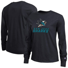 San Jose Sharks Champion Women's Wordmark Lockup Long Sleeve T-Shirt - Black | US 203898302