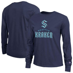 Seattle Kraken Champion Women's Wordmark Lockup Long Sleeve T-Shirt - Navy | US 203898303