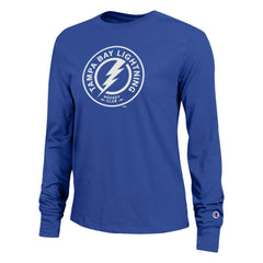 Tampa Bay Lightning Champion Women's Wordmark Lockup Long Sleeve T-Shirt - Royal | US 203898305