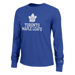 Toronto Maple Leafs Champion Women's Wordmark Lockup Long Sleeve T-Shirt - Royal | US 203898306