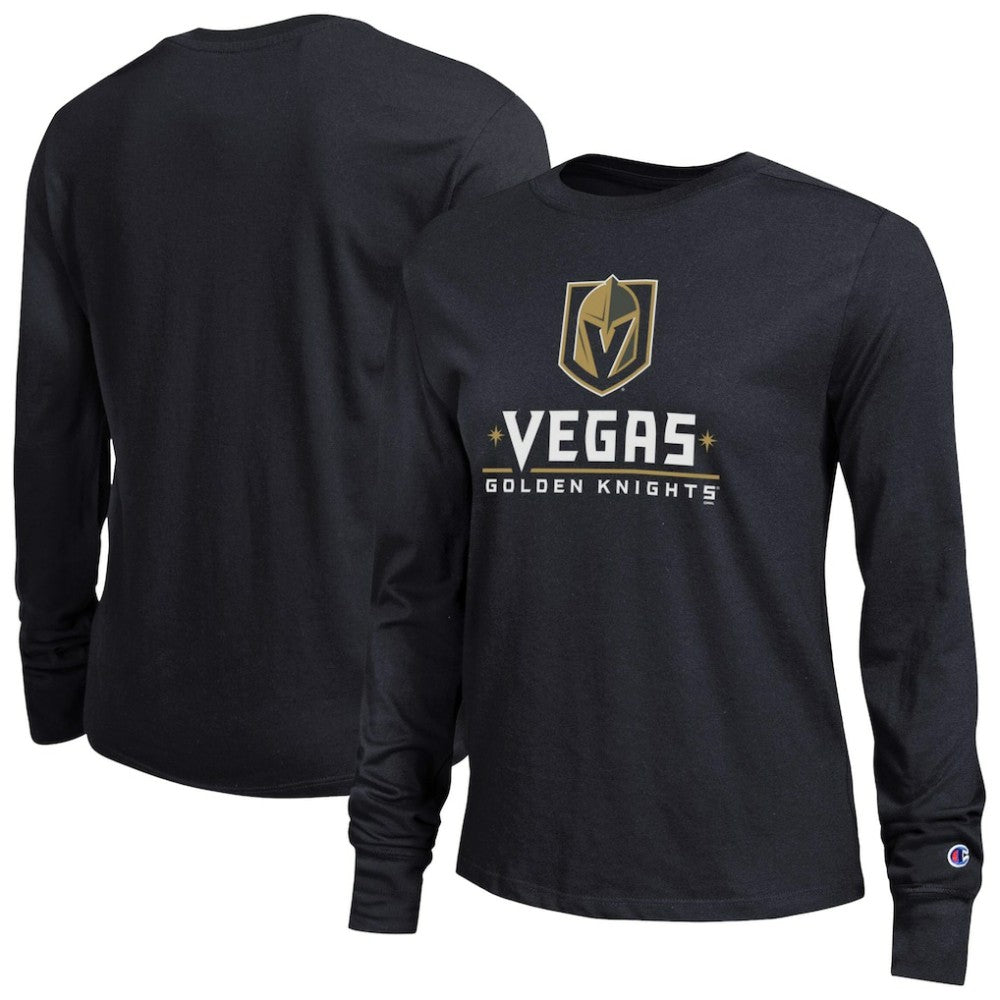 Vegas Golden Knights Champion Women's Wordmark Lockup Long Sleeve T-Shirt - Black | US 203898309
