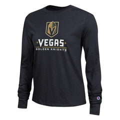 Vegas Golden Knights Champion Women's Wordmark Lockup Long Sleeve T-Shirt - Black | US 203898309