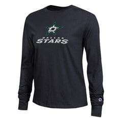 Dallas Stars Champion Women's Wordmark Lockup Long Sleeve T-Shirt - Black | US 203898320