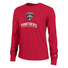 Florida Panthers Champion Women's Wordmark Lockup Long Sleeve T-Shirt - Red | US 203898323