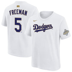 Freddie Freeman Los Angeles Dodgers Nike Youth 2026 Gold Collection Name & Number T-Shirt - White T-shirts