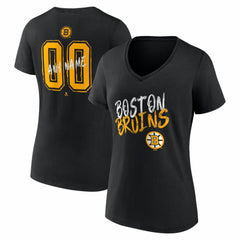 Boston Bruins Women's Hustle Personalized Name & Number V-Neck T-Shirt - Black | US 203920984