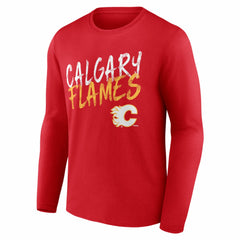 Calgary Flames Hustle Personalized Name & Number Long Sleeve T-Shirt - Red | US 203920990