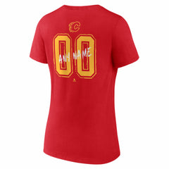 Calgary Flames Women's Hustle Personalized Name & Number V-Neck T-Shirt - Red | US 203920994