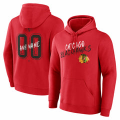 Chicago Blackhawks Hustle Personalized Name & Number Hoodie - Red | US 203921003