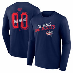 Columbus Blue Jackets Hustle Personalized Name & Number Long Sleeve T-Shirt - Navy | US 203921015
