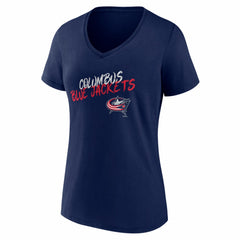 Columbus Blue Jackets Women's Hustle Personalized Name & Number V-Neck T-Shirt - Navy | US 203921018