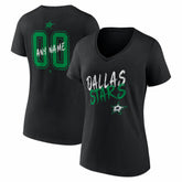 Dallas Stars Women's Hustle Personalized Name & Number V-Neck T-Shirt - Black | US 203921024
