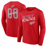Detroit Red Wings Hustle Personalized Name & Number Long Sleeve T-Shirt - Red | US 203921026