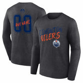 Edmonton Oilers Hustle Personalized Name & Number Long Sleeve T-Shirt - Charcoal | US 203921032