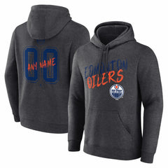 Edmonton Oilers Hustle Personalized Name & Number Hoodie - Charcoal | US 203921033