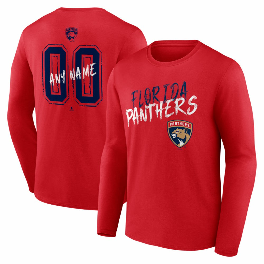 Florida Panthers Hustle Personalized Name & Number Long Sleeve T-Shirt - Red | US 203921037