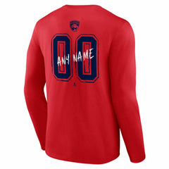 Florida Panthers Hustle Personalized Name & Number Long Sleeve T-Shirt - Red | US 203921037