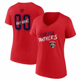 Florida Panthers Women's Hustle Personalized Name & Number V-Neck T-Shirt - Red | US 203921041